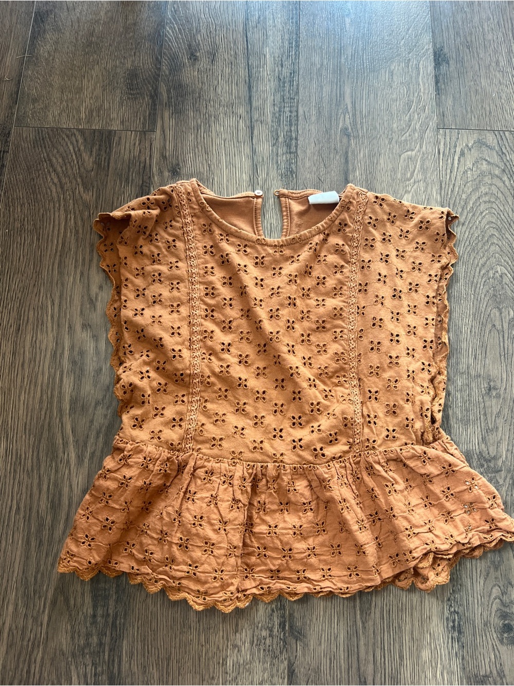 Zara Kids Eyelet Peplum Top in Rust